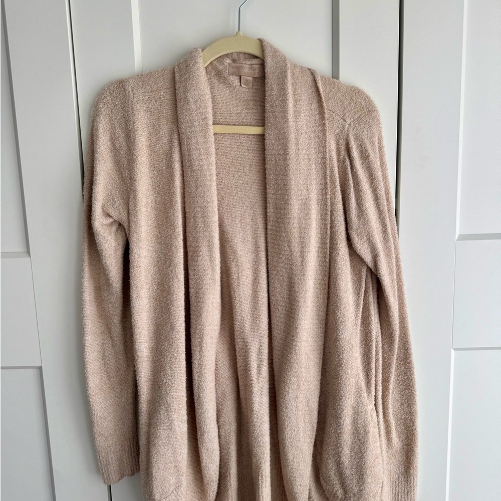 Barefoot Dreams Open-Front Cardigan in Light Tan